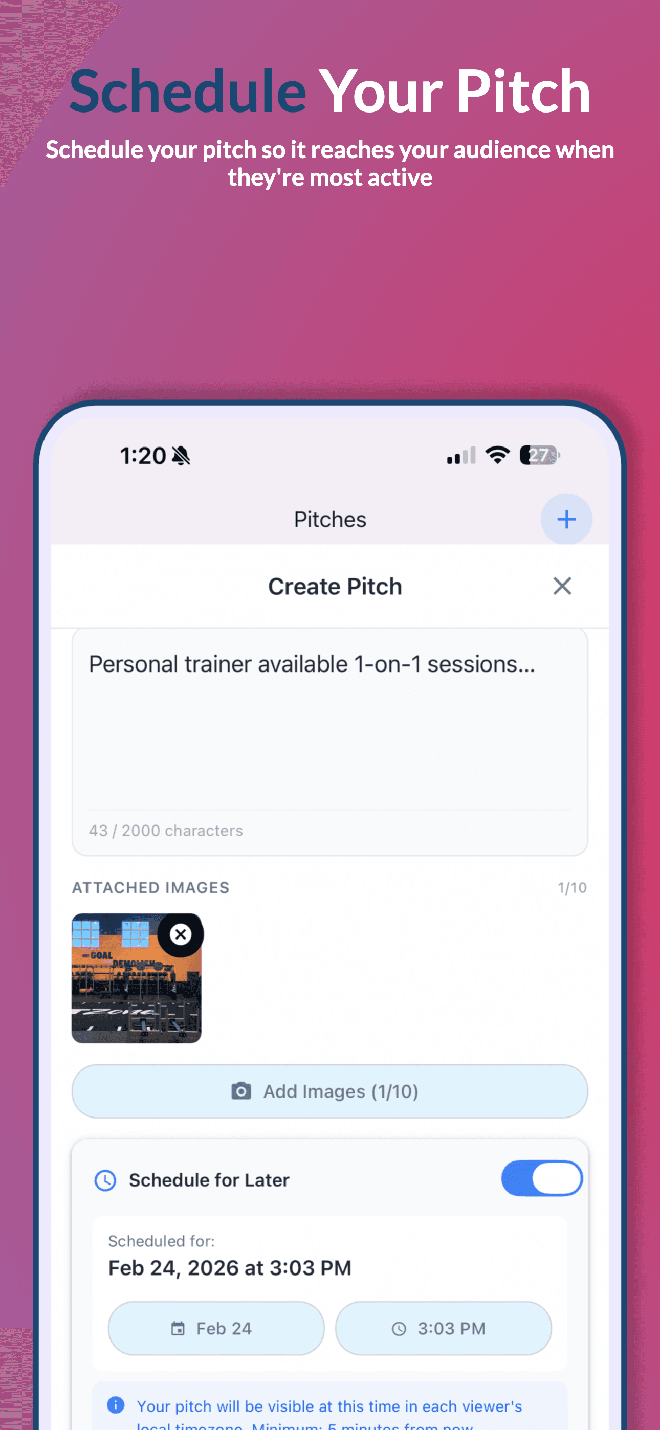Schedule Pitch for Later - Schedule your pitch to be published at a future date