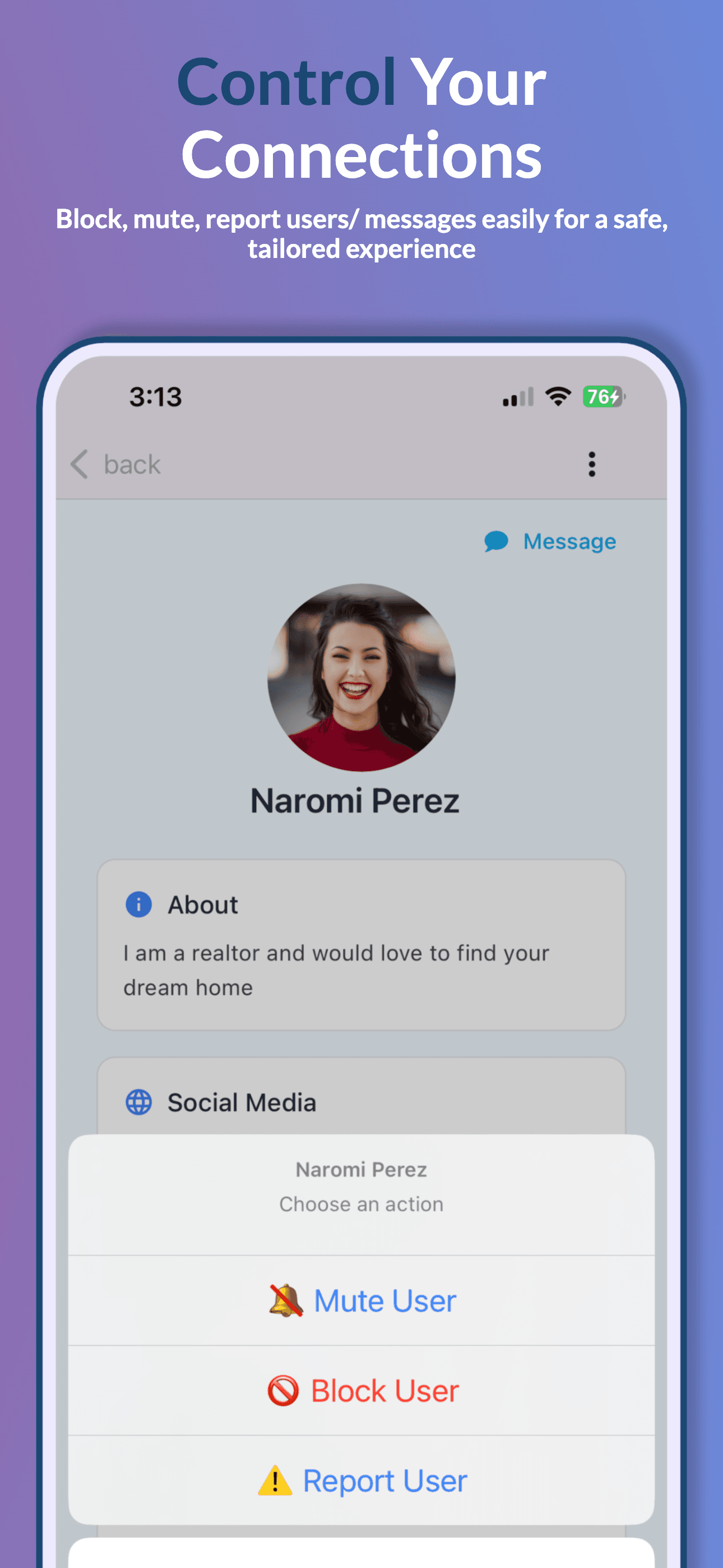 Control Your Connections - Block, mute, report users for a safe experience