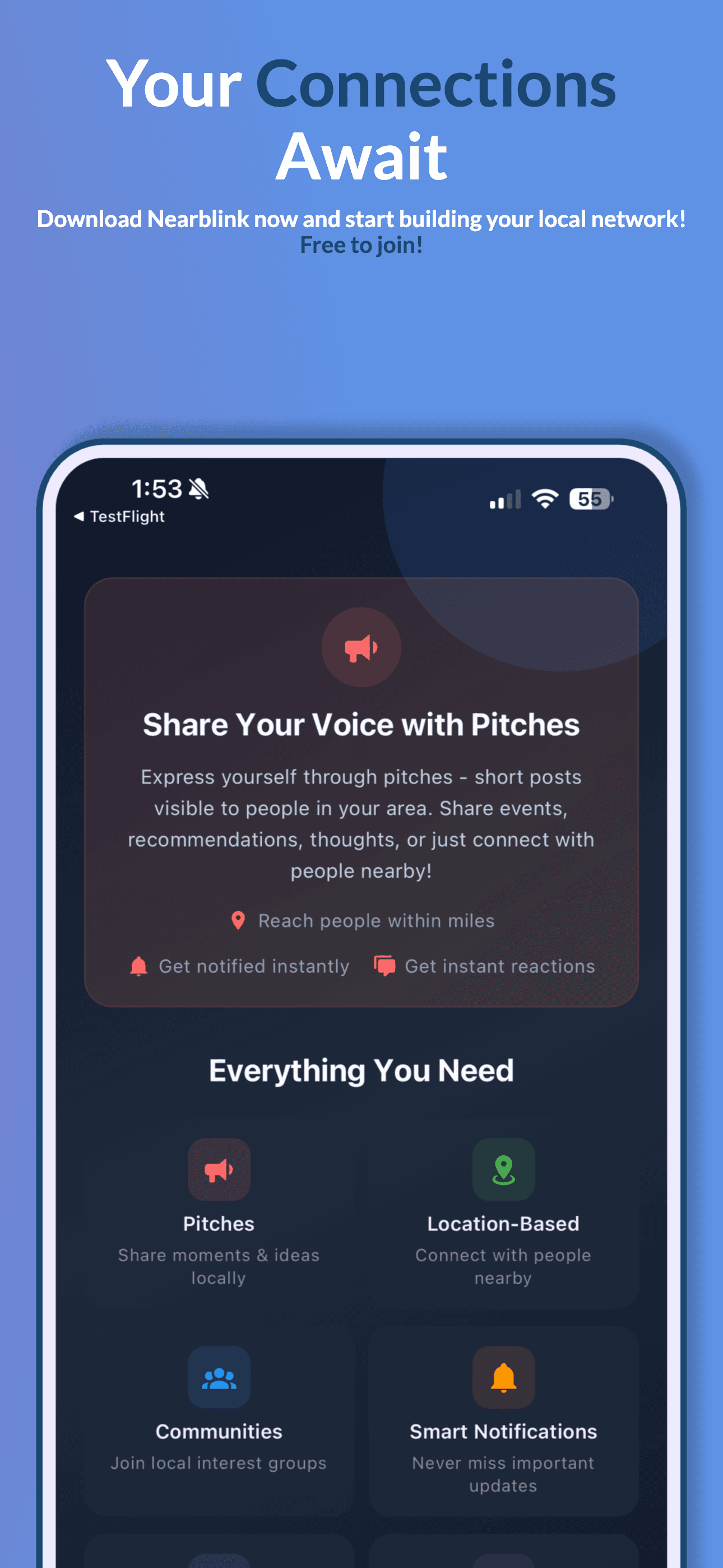 Your Connections Await - Download Nearblink and start building your local network